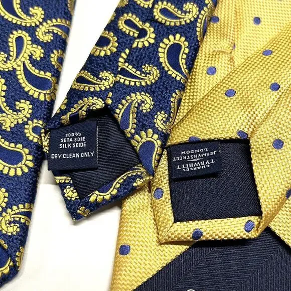 Charles Tyrwhitt Tie Lot Of 2 Paisley Polkadot Jermyn Street London 100% Silk